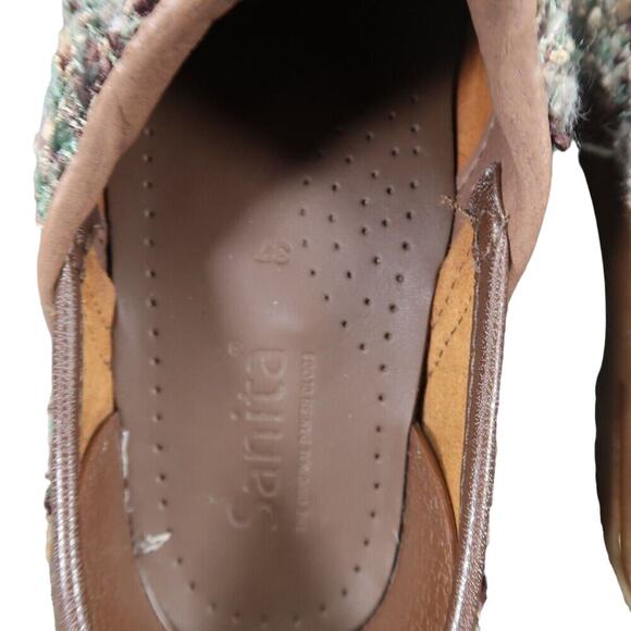 Sanita Shoes Womens 37 Clog Slip On Danish Woven Textile Brown Teal Comfort Walk - Picture 9 of 16